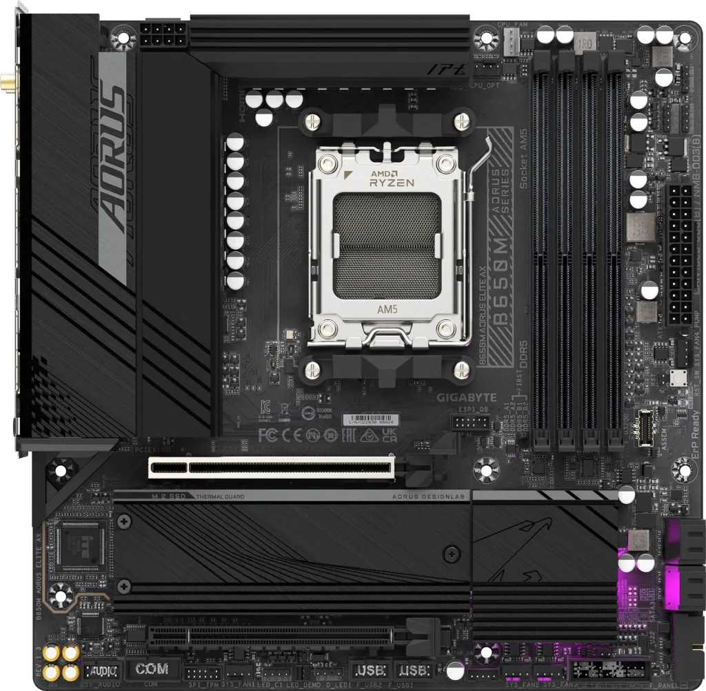 Bo Mạch Chủ Gigabyte B650M AORUS ELITE AX DDR5 (AM5 - M-ATX - 4 Khe RAM - Wifi+Bluetooth) trivietpc.vn