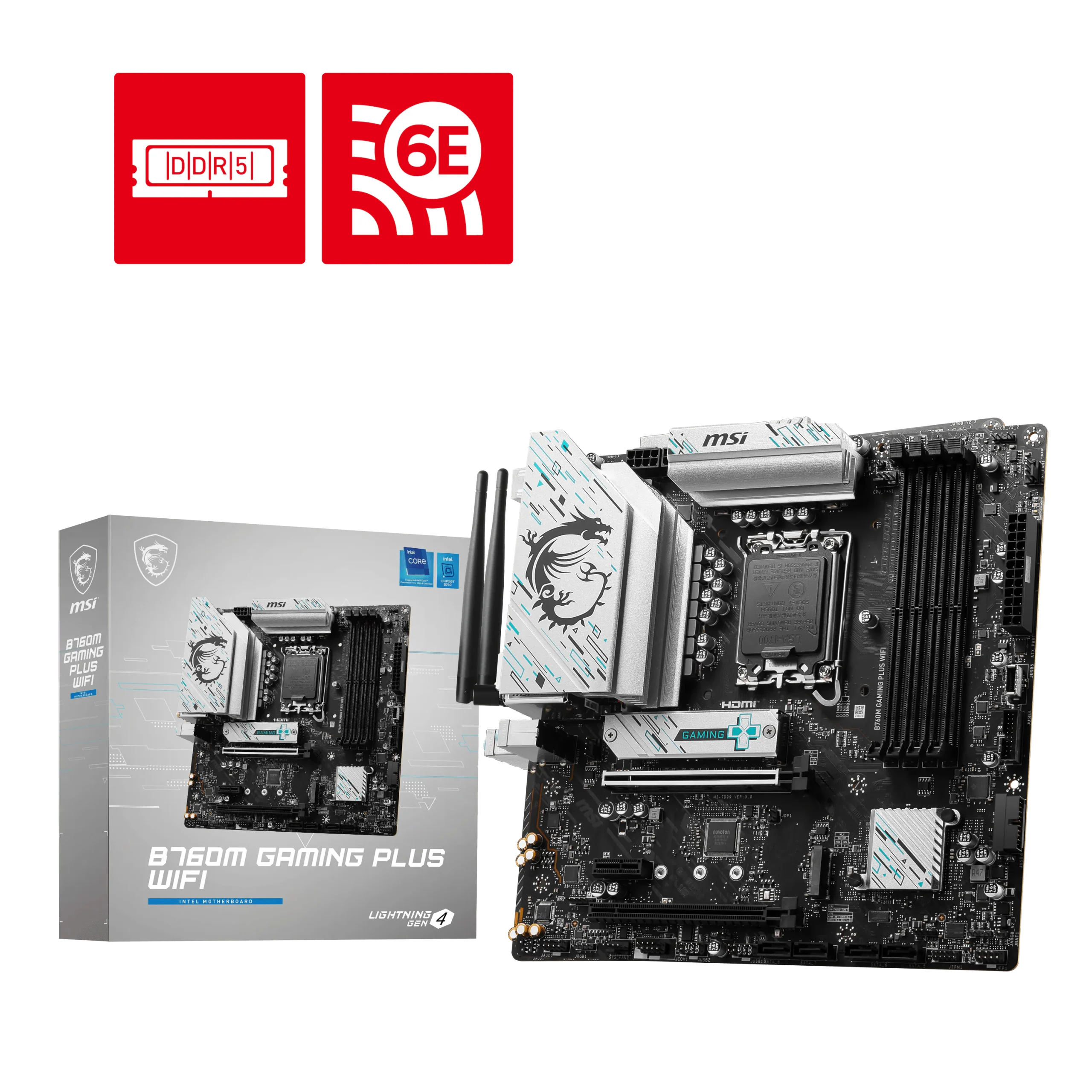 Bo Mạch Chủ MSI B760M GAMING PLUS WIFI DDR5 (LGA1700/M-ATX/4 Khe RAM/Wifi)