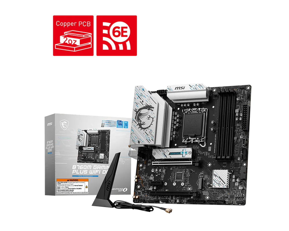 Bo Mạch Chủ MSI B760M Gaming Plus WIFI DDR4 (LGA1700/M-ATX/4 Khe RAM/Wifi)