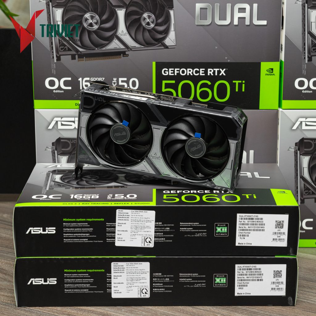 Card Đồ Hoạ ASUS Dual RTX 5060 Ti 16GB GDDR7 OC (DUAL-RTX5060TI-O16G) trivietpc.vn