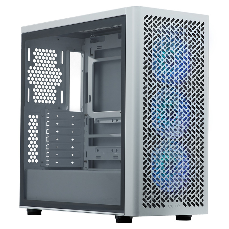 Vỏ Case Cooler Master Elite 502 ATX Mid Tower (Tempered Glass/Hidden-Connector/3 Fan RGB/White)