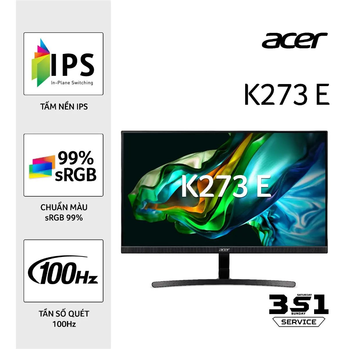 Màn Hình Đa Năng Acer K273 E (27 inch/IPS/FHD/100Hz/1ms) VGA + HDMI