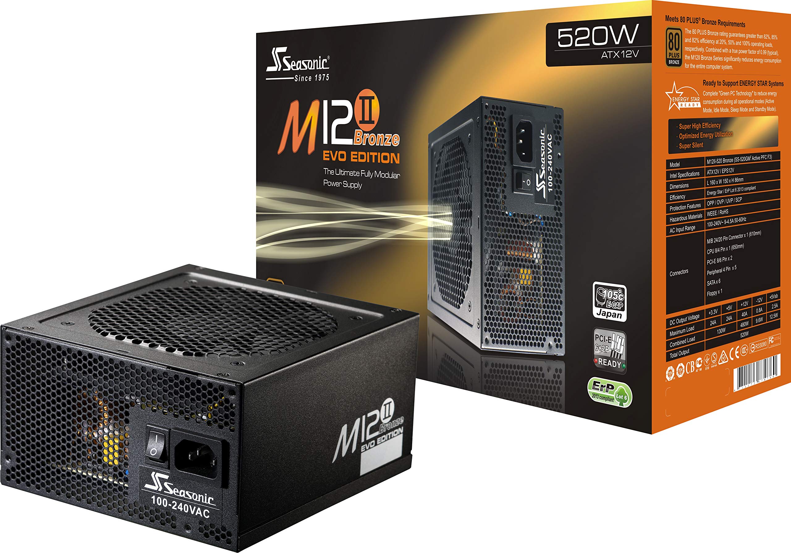 Nguồn Máy Tính Seasonic M12II Bronze Evo Edition 520W (80 Plus Bronze)
