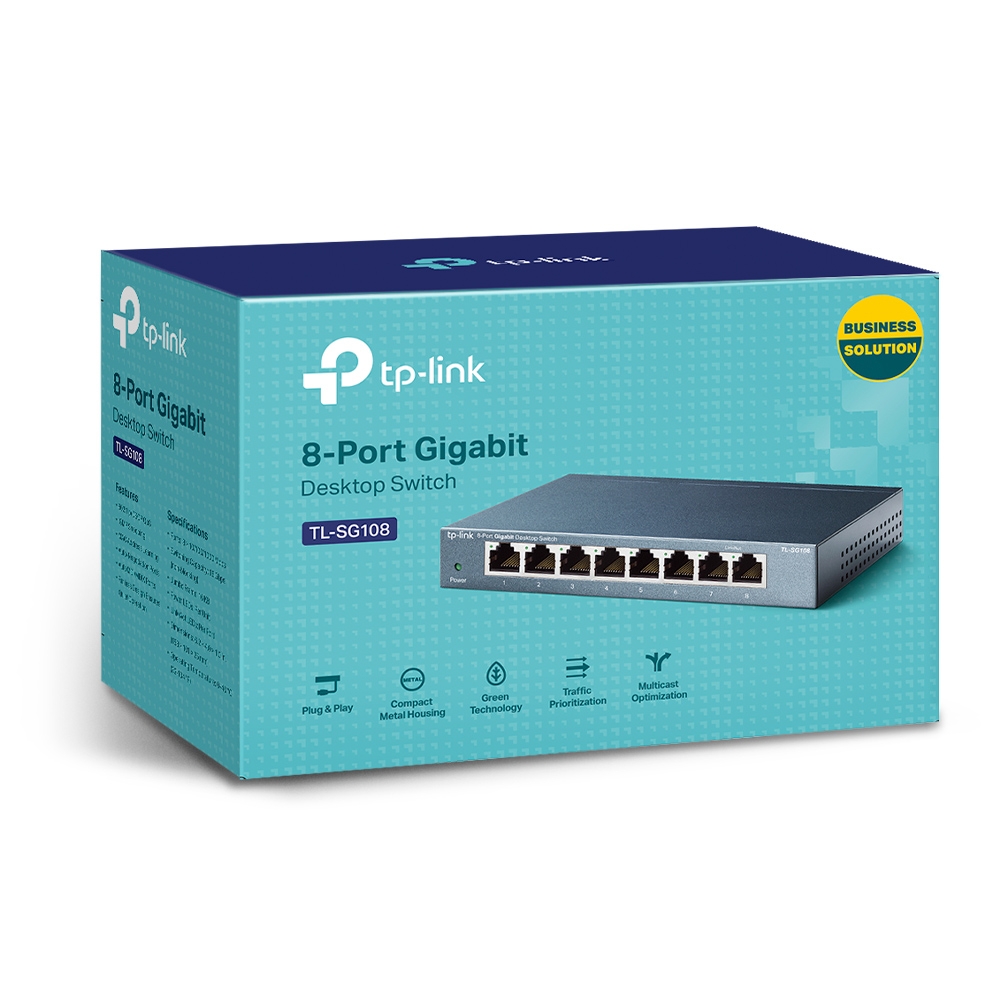 Switch TP-Link LS108G Switch 8-port Desktop Gigabit Switch, 8 10/100/1000M RJ45 ports  - vỏ kim loạ
