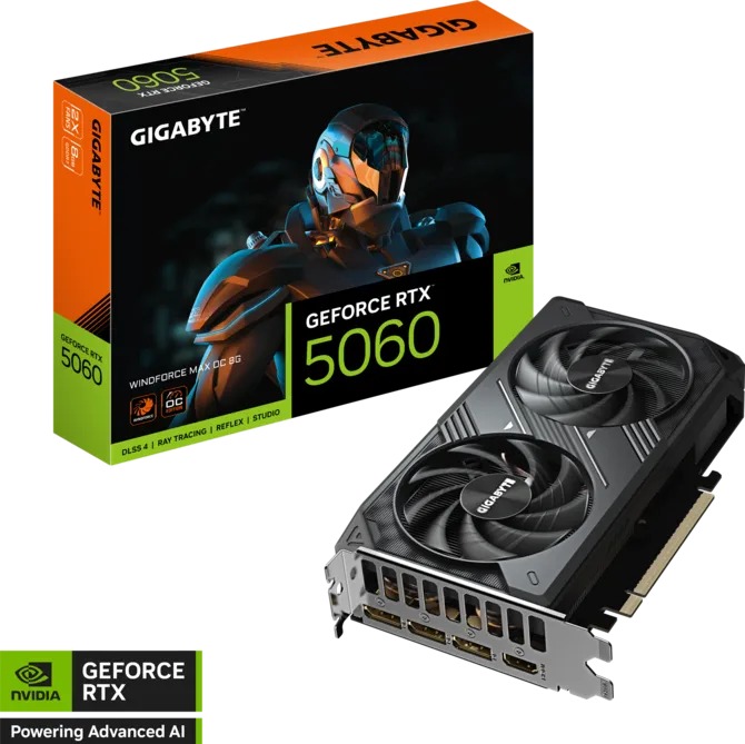 Card Đồ Hoạ GIGABYTE RTX 5060 WINDFORCE MAX OC 8GB (N5060WF2MAX OC-8GD)