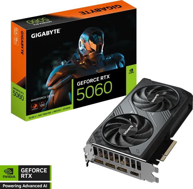 Card Đồ Hoạ GIGABYTE RTX 5060 WINDFORCE OC 8GB (N5060WF2OC-8GD)