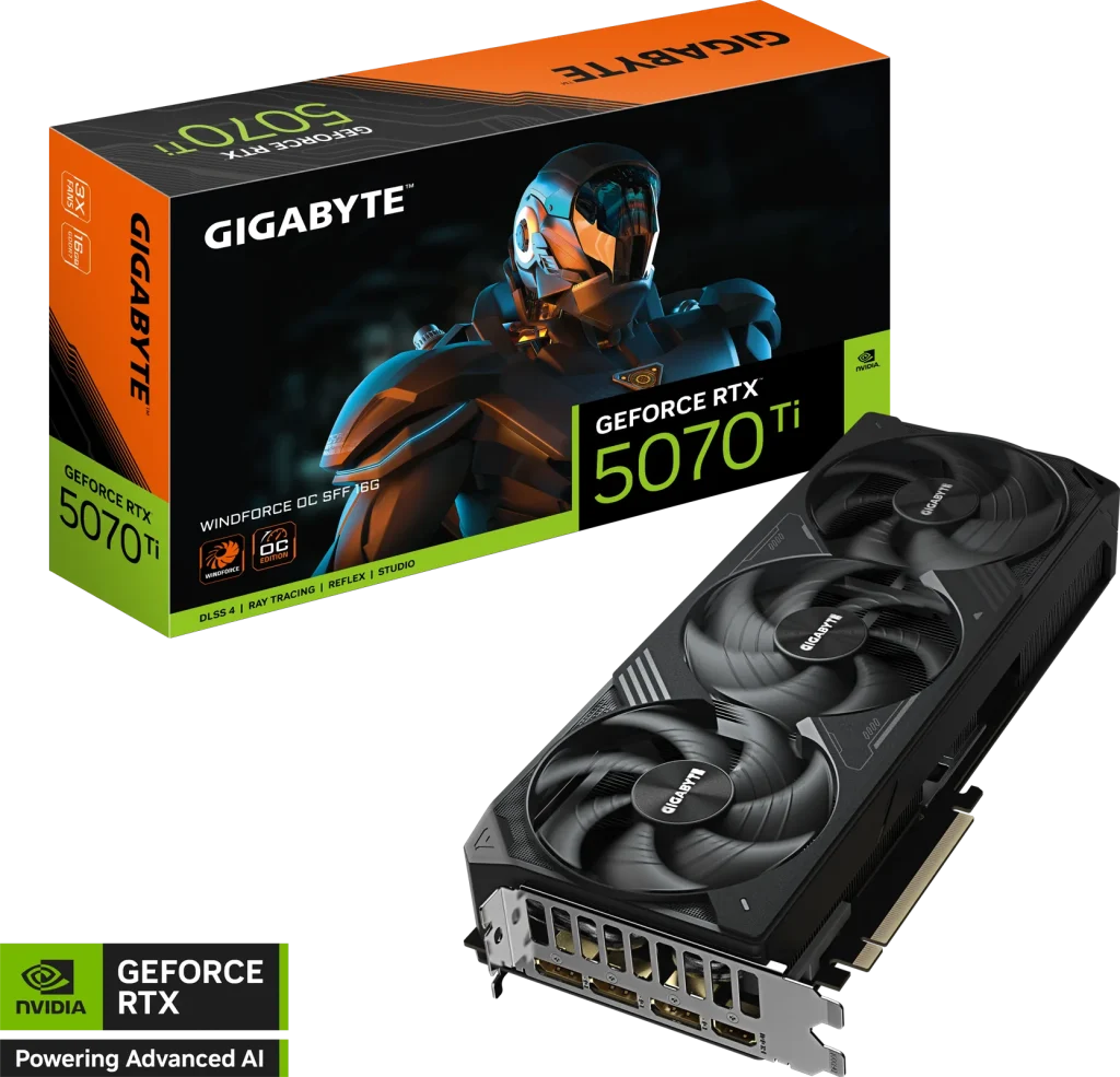 Card Đồ Hoạ GIGABYTE GeForce RTX 5070 Ti WINDFORCE OC SFF 16G (GV-N507TWF3OC-16GD) trivietpc.vn