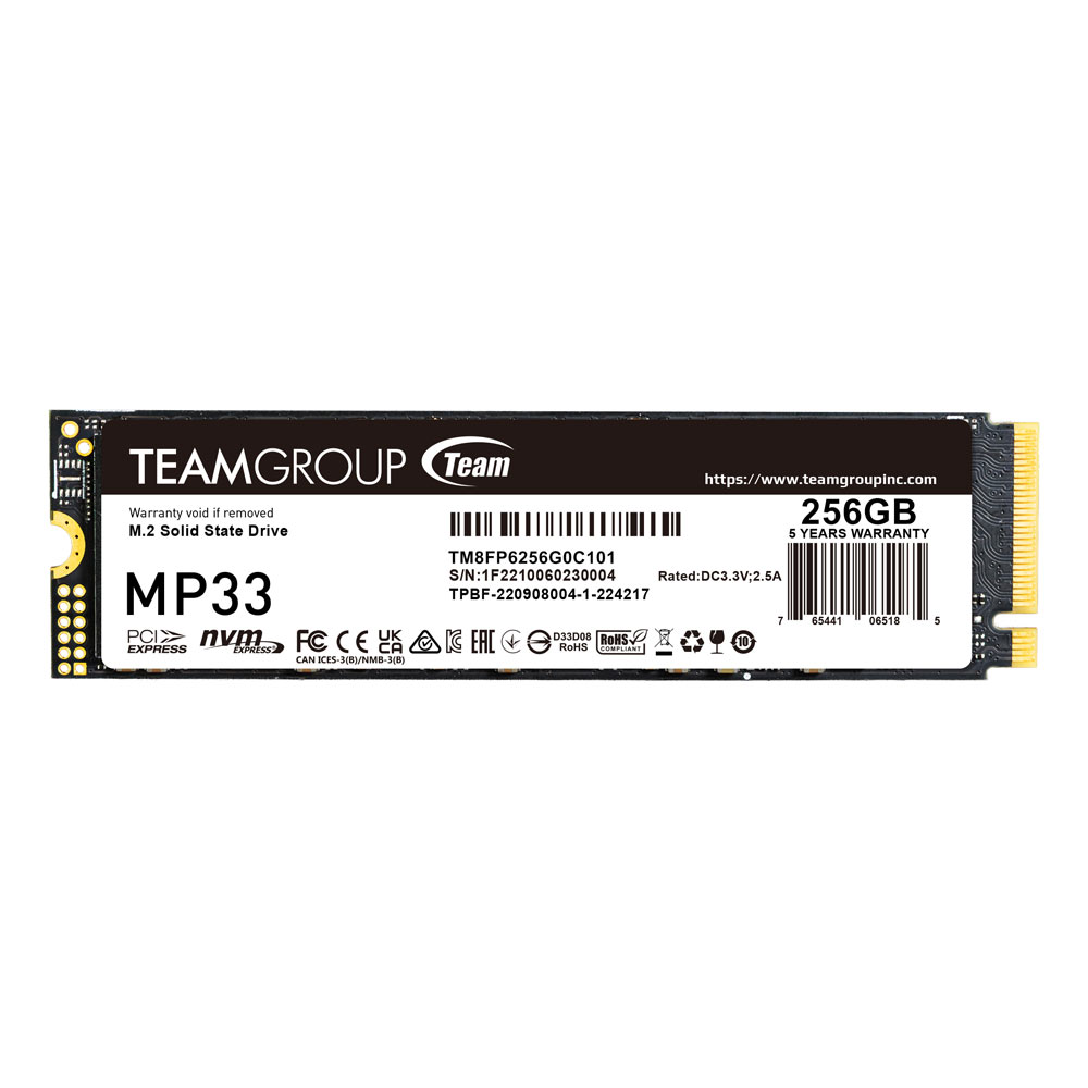 Ổ Cứng SSD TeamGroup MP33 256GB M.2 2280 NVMe PCIe Gen3x4 Đọc 1600MBs Ghi 1000MBs trivietpc.vn