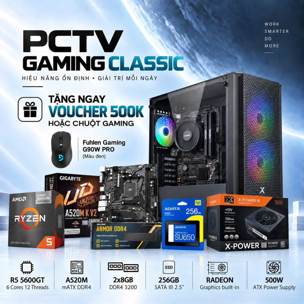 PCTV Gaming Classic (Ryzen 5600GT/2x8GB 3200Mhz/256GB SATA3/AMD VEGA 7/450W)
